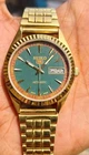 Vintage Refurbished Seiko Automatic Green  Gold Plated Men's WristWatch 36MM
