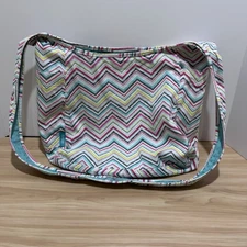 Thirty-One 31 Reversible Crossbody Boho Purse Tote Bag Colorful Chevron Pattern