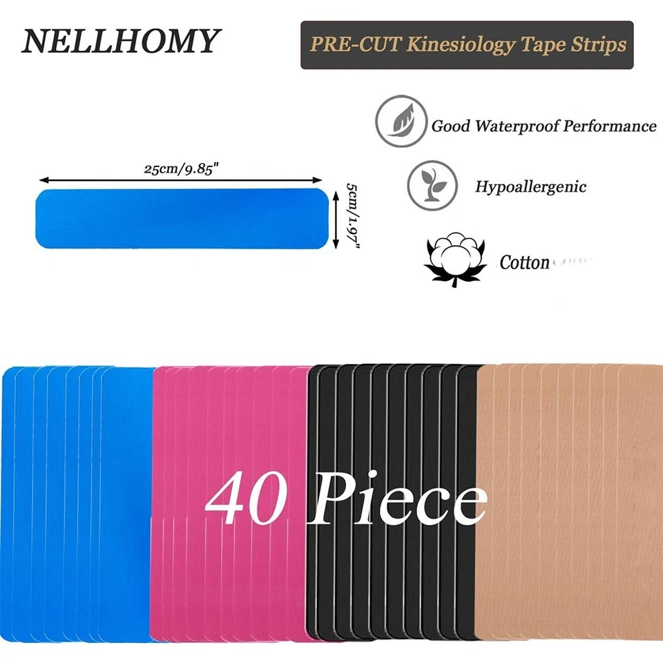 Cinta de kinesiología 40/80 piezas cinta KT precortada para soporte articular atlético y dolor muscular Foto 2 de 4