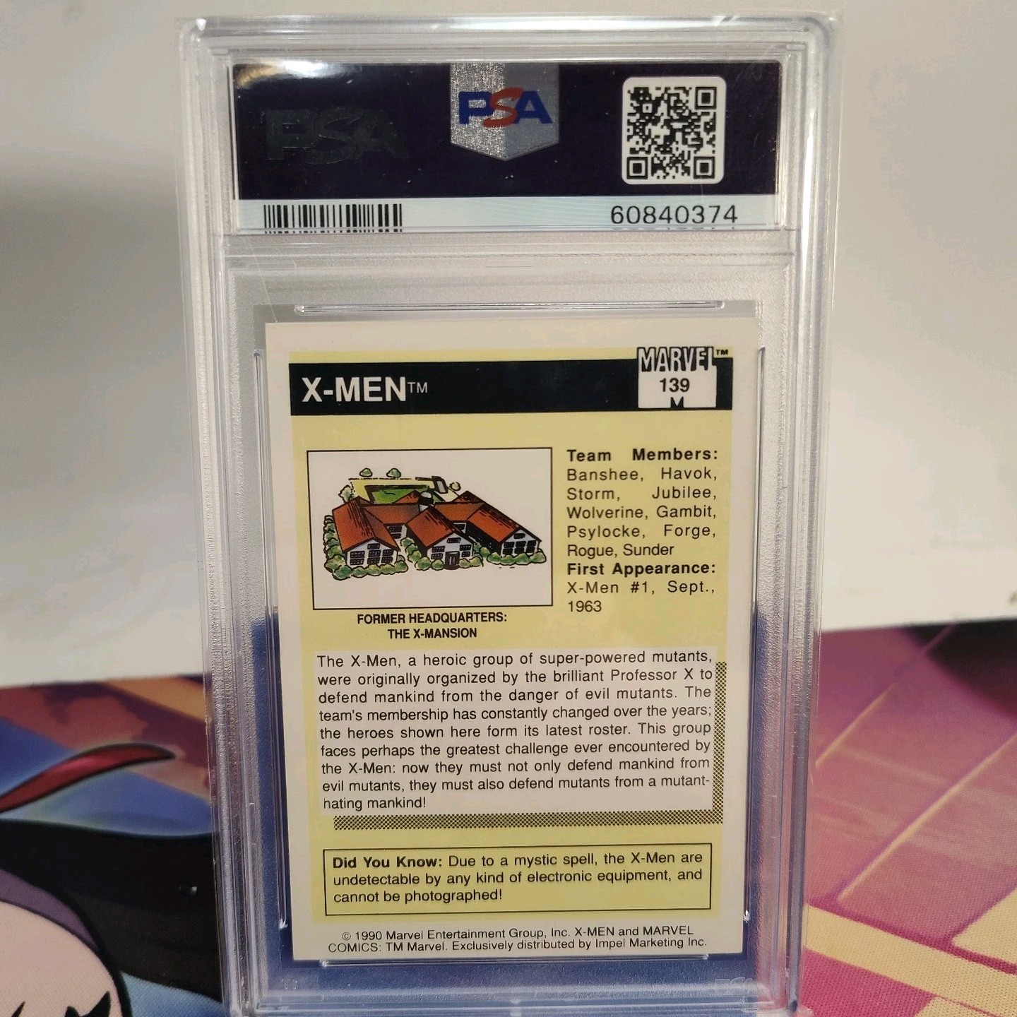 1990 Impel Marvel Universe X-Men #139 Team Pictures PSA 8 view 4