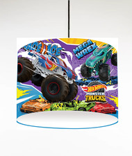 HOT WHEELS MONSTER TRUCKS CEILING DRUM LIGHT SHADE / TABLE LAMPSHADE 3 SIZES