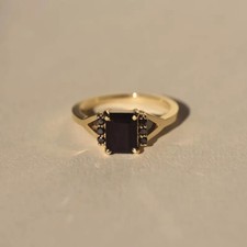 2CT Lab Created Black Onyx Emerald Cut Engagement Wedding Beauty Ring 925 Silver