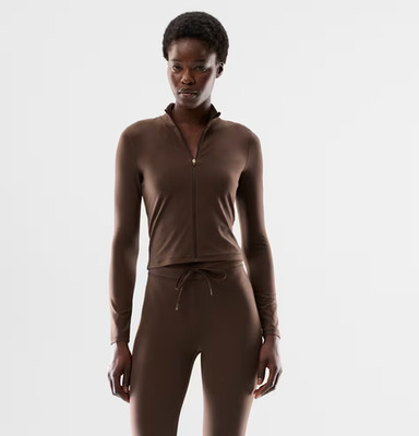 Aritzia TNAction Butter Limit Zip Up in Rich Mocha Brown Size Small 