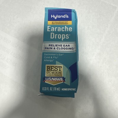  Hyland's Earache Drops 0.33 fl oz Relieves Ear Pain & Clogging Sealed Exp 7/25