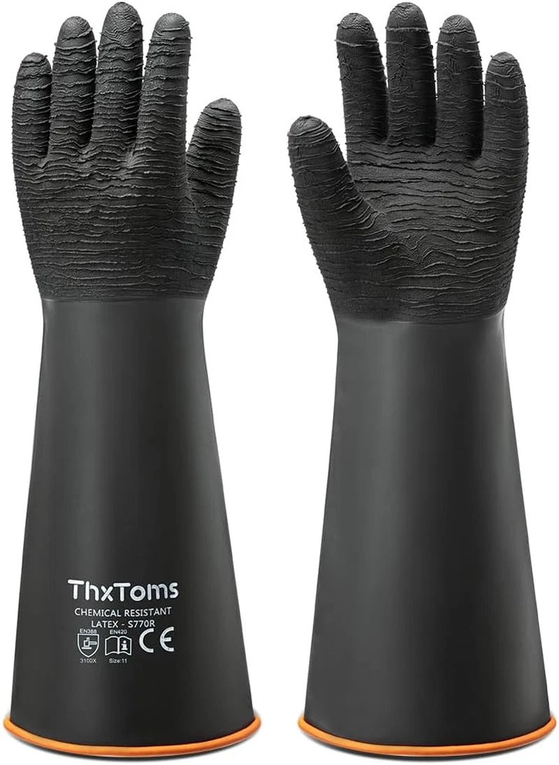 Heavy Duty Rubber Gloves, Industrial Chemical Resistant, Waterproof, 18" 1 Pair
Opens in a new windo