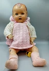 1930-40's Composition doll 24" with blue sleeping eyes, Rear Speaker DAMAGED EYE