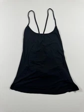 Fabletics Tank Top Womens M Black Strappy Lace Up Back Active Yoga Workout