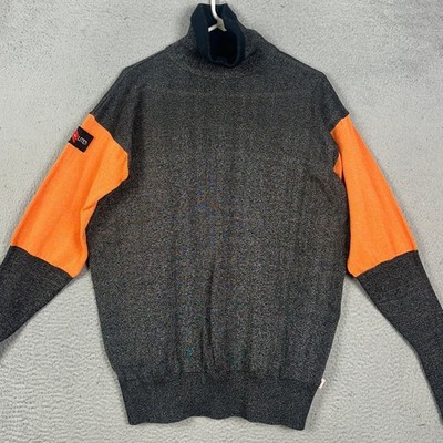 Tuff-Lite Sweater Mens Large Grey Orange MUKJ 155 Turtleneck Abrasion Resistant