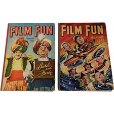 Vintage Film Fun Annuals 1955 and 1957 Laurel and Hardy Hardbacks - Preloved