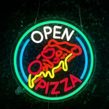 Pizza Open Neon Sign for Decor, LED Neon Sign for Pizza Shop, multicolor