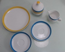 Rosenthal Milchkännchen + Zuckerdose + Kuchenteller Plus blau gelb (DM)