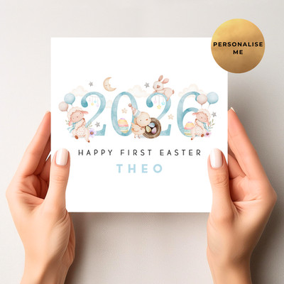 Personalisierte erste Osterkarte - 2026 Osterkörbchen Geschenk für kleinen Jungen