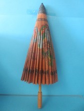 AWESOME VINTAGE ASIAN PARASOL UMBRELLA WOOD RICE PAPER DRAGON LANTERN DESIGN