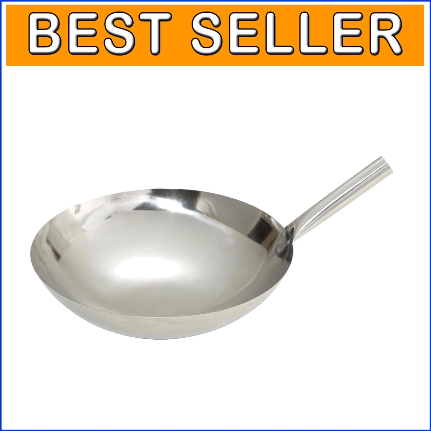 Versatile 16-Inch Stainless Steel Wok with Riveted Handle for Elegant Cooking