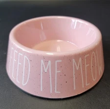 Ray Dunn "Feed Me Meow" Pink Cat Bowl