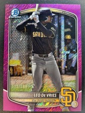 Leo De Vries  /199 Fuchsia Refractor 2025 Bowman Chrome #BCP-204 Athletics A’s