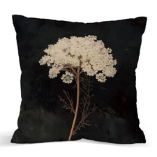 Vintage Botanical Floral Pillow Covers, Rustic Dark Cottagecore White Flower