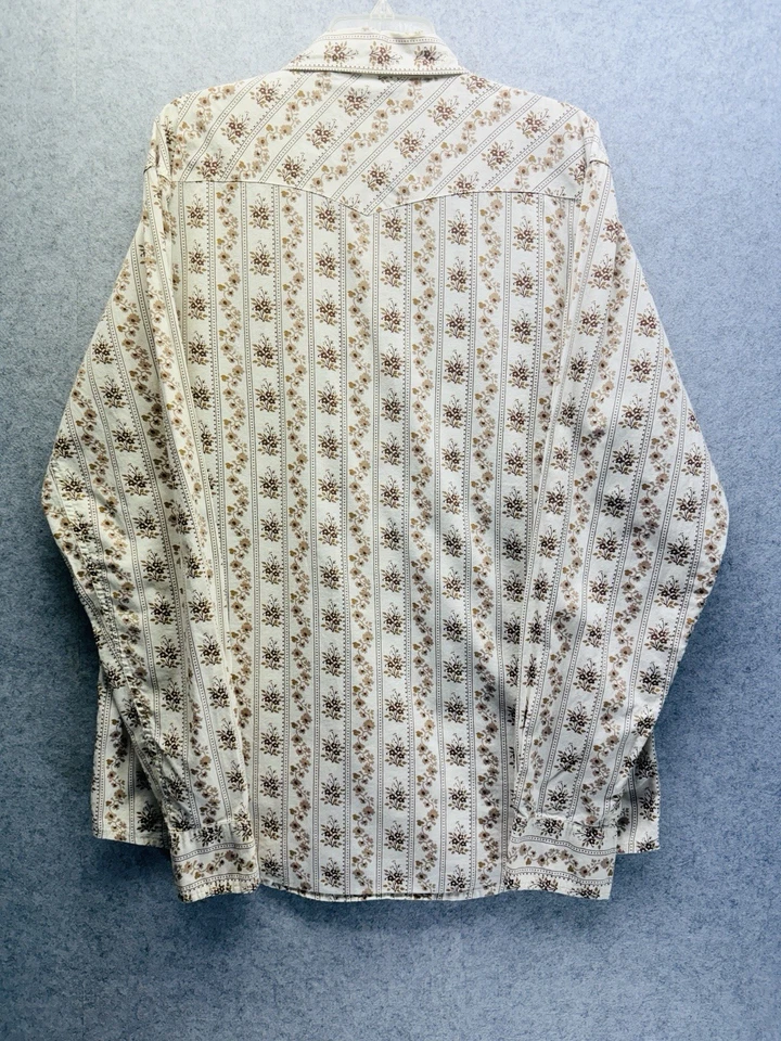 Southern Threads Long Sleeve Floral Tan-Brown Snap Men’s Dress Shirt Size L - Image 2 of 4