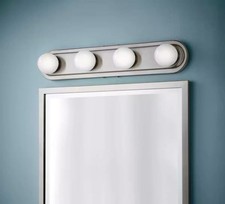 Hampton Bay Midford 24 4-Light Brushed Nickel LED Vanity Light Bar Frosted Shade
