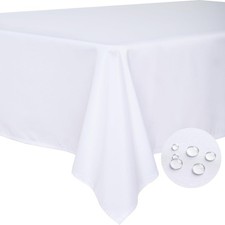 Table Cloth White 90x132 Inch Tablecloth for 8 Foot Rectangle Tables Outdoor