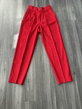 Corbin LTD Vintage 70s Cherry Red Corduroy Pants High Waisted Pleated Women's US