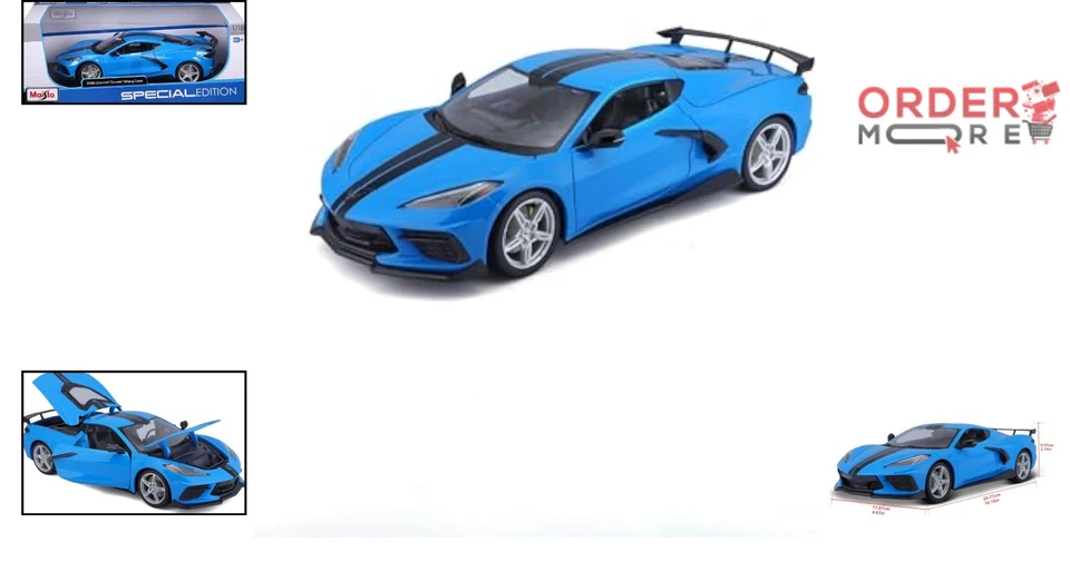 Chevrolet Corvette Stingray Z51 azul coleccionable modelo coche fundido a presión escala 1:18 Foto 2 de 4