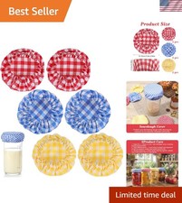 6pcs Jar Cloth Cover, Handmade Cotton Plaid Cloth Covers, for Sourdough Start...