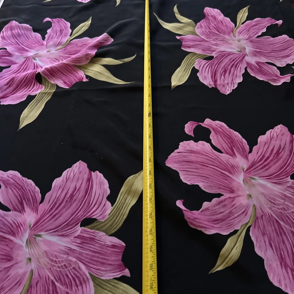 Harriet Sawyer For Euro American Text Corp Fabric Black Pink Lilly 161x 116” - Image 2 of 4