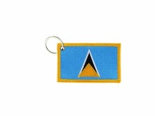 Keychain keyring embroidered embroidery patch double sided flagst saint lucia