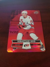 Sebastian Aho Red Die Cut DC40 Tim Hortons Hockey Cards Upper Deck 2021-22
