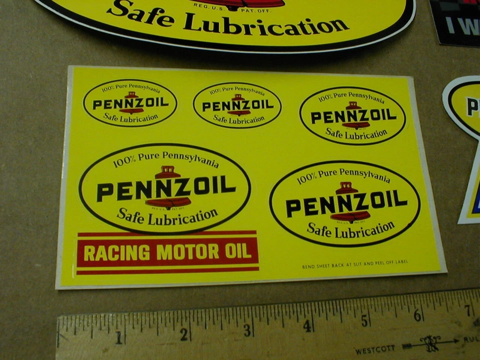7 diff Pennzoil Motor Oil Indy Marine drag racing decal sticker lot all Original — 第 3/4 张图片