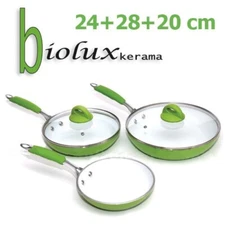 5pc Set Non-stick Frying Pan Ceramic Coating Lotus Effect Biolux Kerama Lot