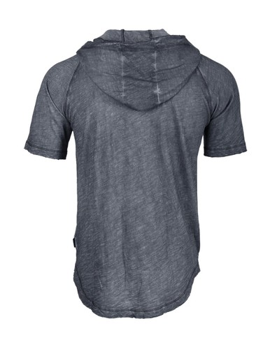 ZIMEGO Vintage Hipster Rounded Bottom Short Sleeve Pullover Raglan Henley Hoodie - Picture 5 of 6
