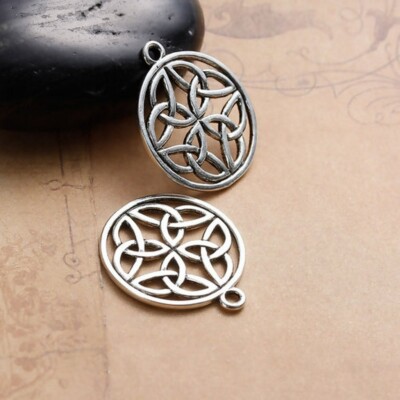 20 Pcs Beads Celtic Knot Five-pointed Stars Antique Silver Charm Pendants