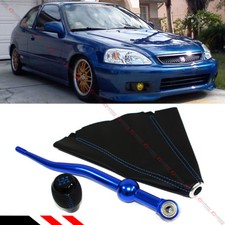For 1988-00 Honda Civic Blue Dual Bend Short Shifter Shift Knob Leather Boot For 1988-00 Honda Civic Blue Dual Bend Short Shifter Shift Knob Leather Boot
