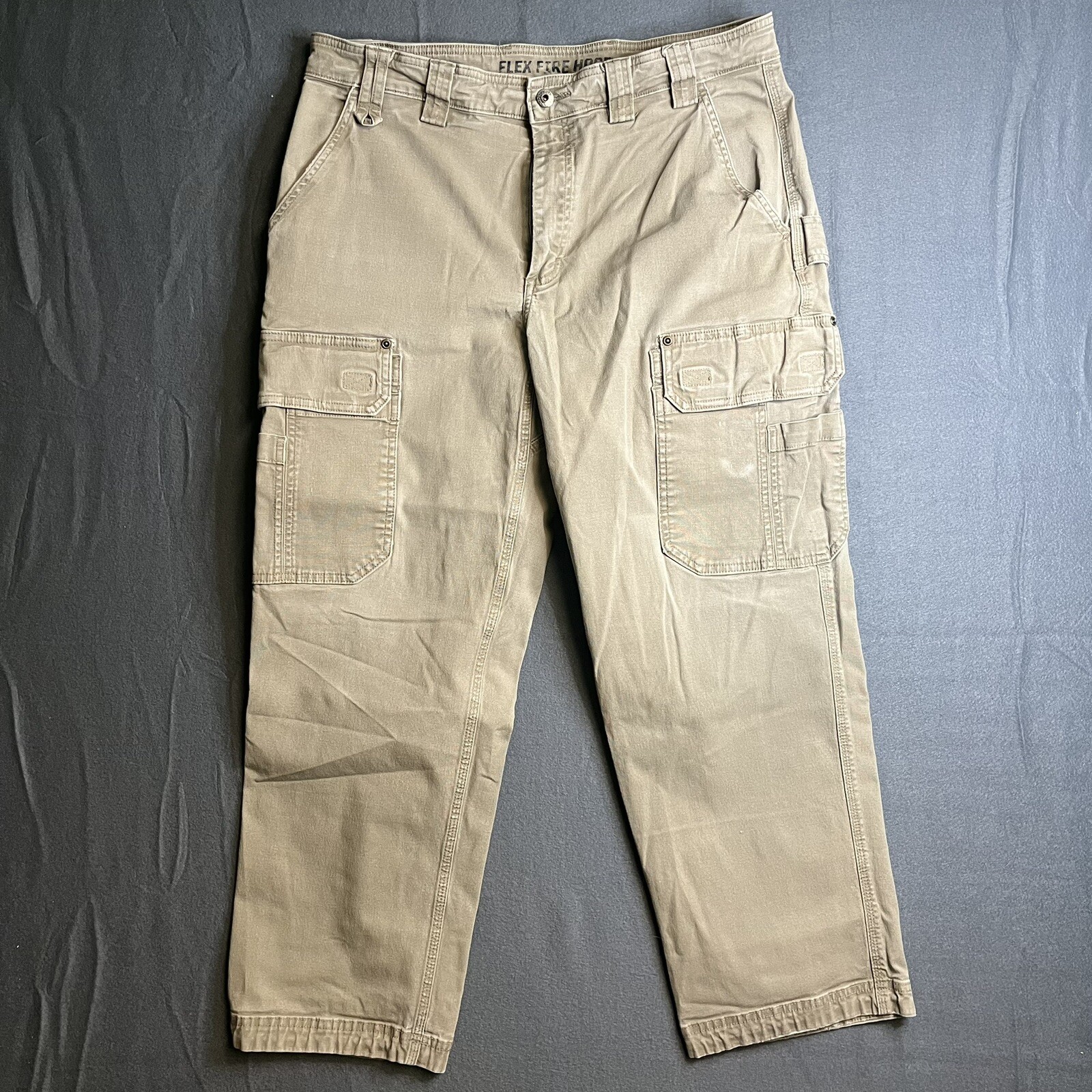 Duluth Trading Co Flex Fire Hose Work Pants Canvas Relaxed Fit Khaki Men’s 36x28