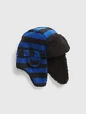 Brand New Gap Boys Blue Striped Sherpa Fleece Trapper Winter Hat Sz S M 4-7