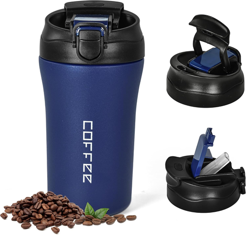 14 Oz Travel Coffee Mug,Stainless Steel Vacuum Coffee Cup Leakproof with Screw L - Picture 9 of 12