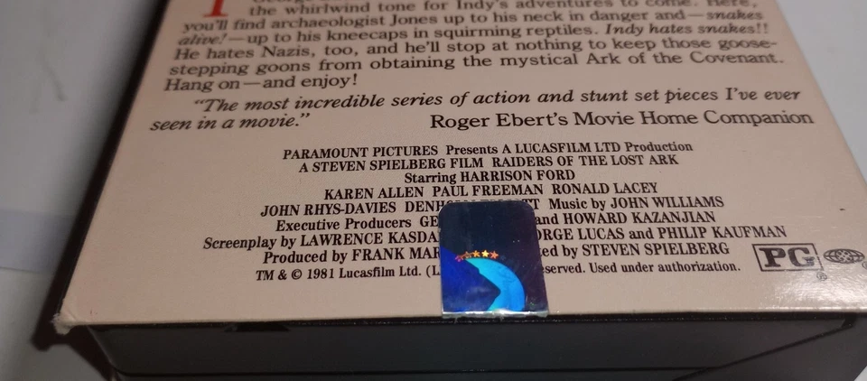 Raiders of the Lost Ark VHS 1981 indiana Jones Harrison Ford - Image 3 of 3