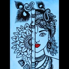 ACEO Original Woman Modern Lady Style Acrylic Hand Painting Figure Dot Art NEW