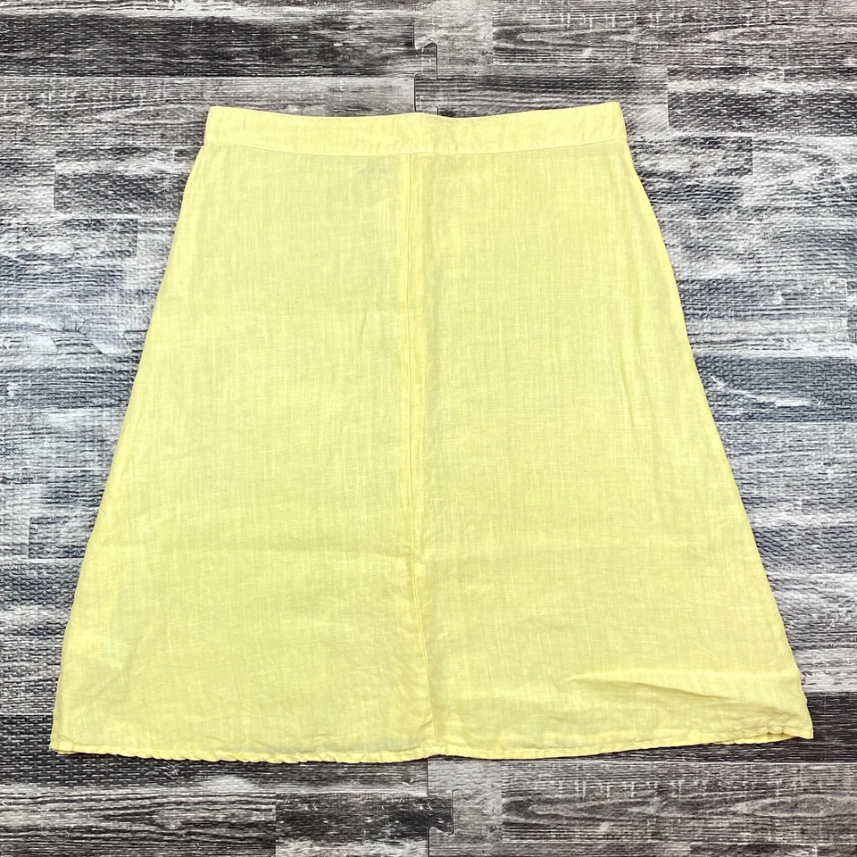 Три точки 100% льняной линии кнопка спереди юбка размер XS в желтый - Изображение 2 из 3
