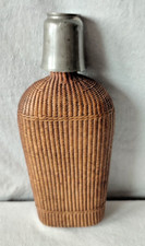 Antike Korbflasche, Schnapsflasche, Weinflasche, Wasserflasche, Frankreich 1910