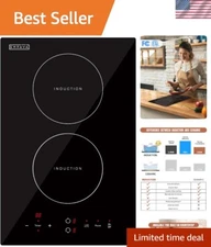 Electric Stove Induction Cooktop Vertical with 2 Burners Vitro Ceramic Smooth...