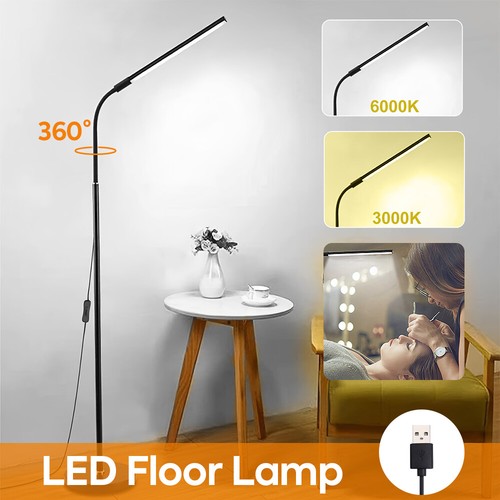 Modern Standing Black Metal Floor Lamp for Home Office Living Room Bedroom - Picture 17 of 24
