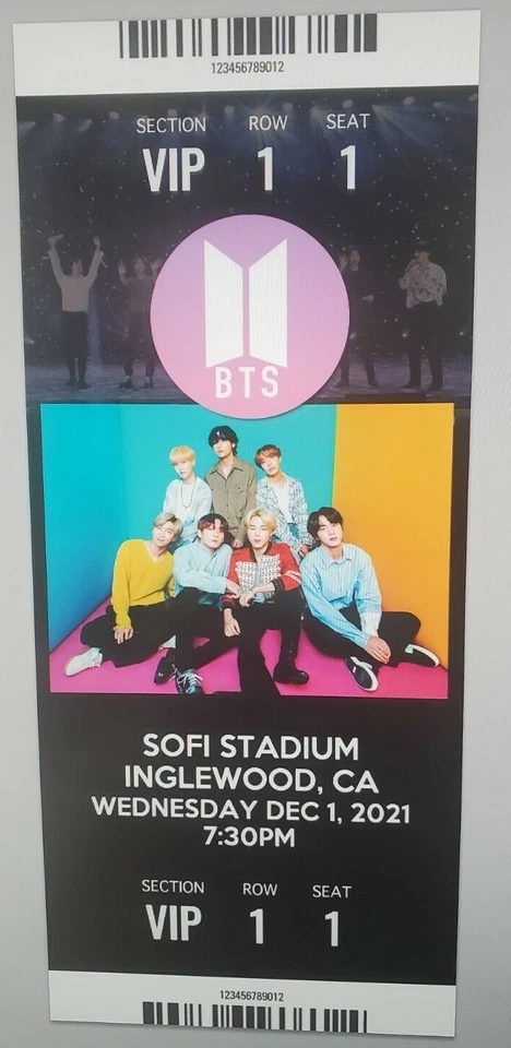 2021 BTS Bangtan Boys Commemorative Ticket Stub for SOFI Stadium 12/1 concert - Image 3 of 3
