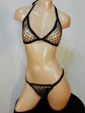 Exotic dancer stripper medium black two piece bikini dance outfit - dancewear