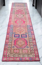 3x11 Runner Vintage Turkish Rug Hand Made Muted Hallway Rug Kitchen Decor Rug