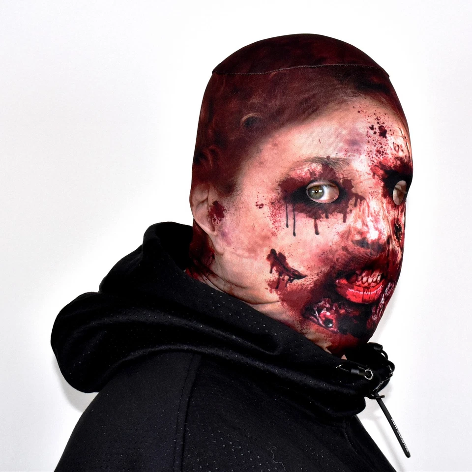Zombie V2 3D Effect Face Skin Fabric Face Mask Grim Reaper Halloween FS219 - Image 2 of 4