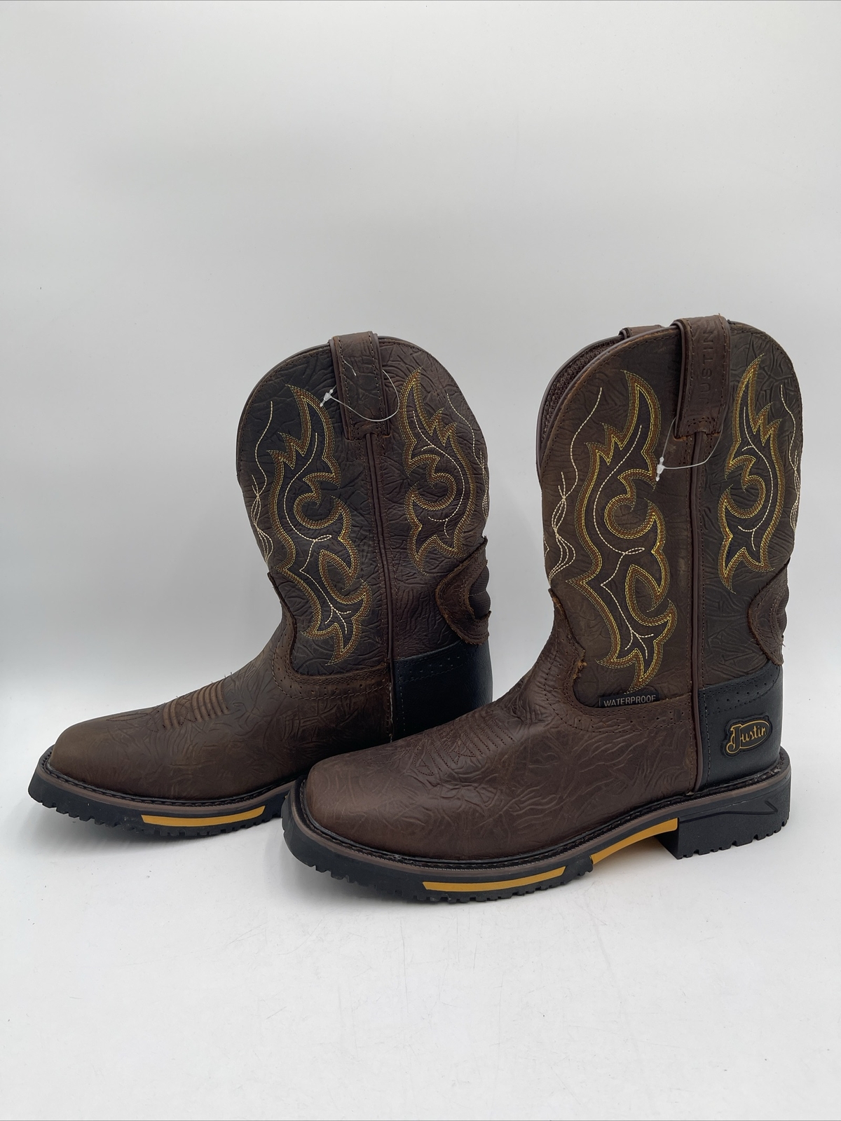 Men’s Justin Joist Waterproof Work Boots Brown Size 1… Gem