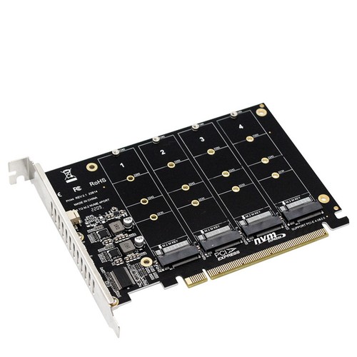 Adapter Card 4 Port M.2 NVMe SSD to PCIE X16 M Key Hard Drive Expansion Card - Picture 13 of 22